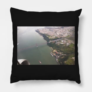 Flight. view to Lisbon bridge and highway to the south. Pillow