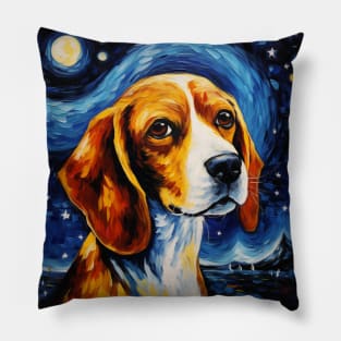 Cute Beagle Dog Painting Pillow