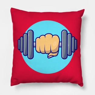 Hand Lifting Dumbbell Cartoon Vector Icon Illustration Pillow