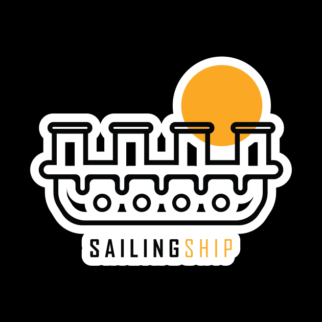 Sailing Boat Sticker logo design. Sea transportation objects icon concept. Ocean transportation ship yacht for traveling sticker vector design. by AlviStudio