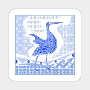 blue agami heron garza in ecopop talavera azulejo pattern in pop wallpaper Magnet