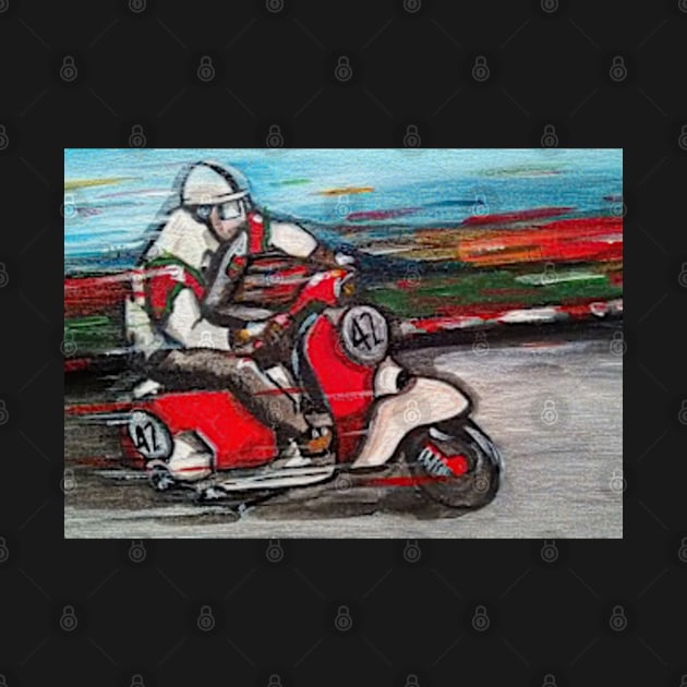 Retro Scooter, Classic Scooter, Scooterist, Scootering, Scooter Rider, Mod Art by Scooter Portraits