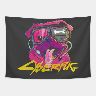 Tech Pug: Modern and Futuristic Cyber Pug Tapestry