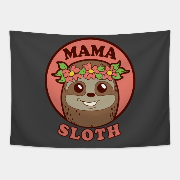 Mama Sloth Cute Flower Sloths Mom for Mothers Day Tapestry by Blink_Imprints10