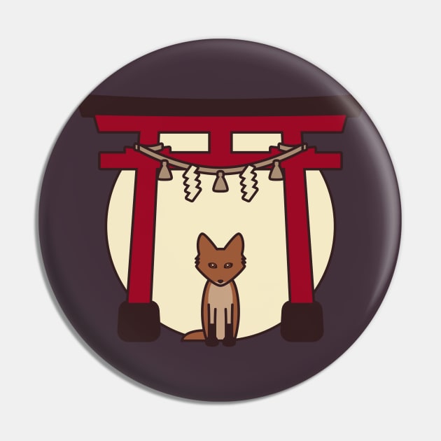 Kitsune - Fox Visits Shrine in Japan Pin by iamapanda