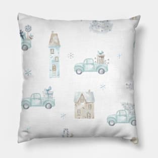 Trendy Pastel Xmas Pattern Winter Snow Christmas Pillow