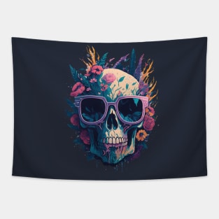 Floral Graffiti Vintage Painting Skull Tapestry