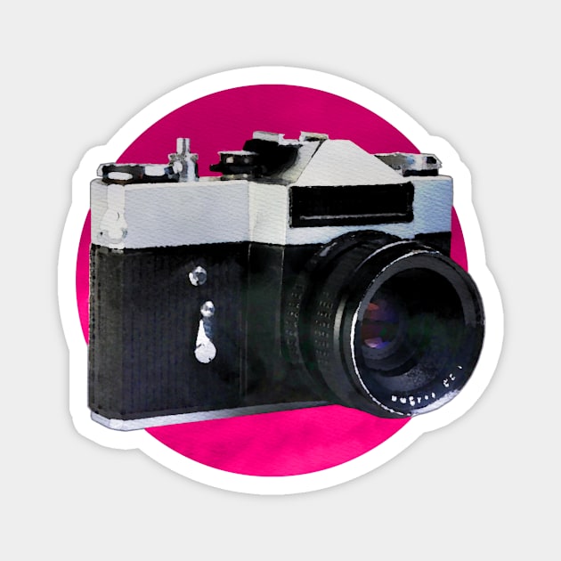 Vintage retro camera Magnet by thelazypigeon