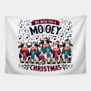 We wish you a Mooey Christmas Tapestry