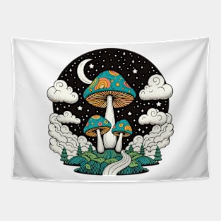 Mushrooms Night Tapestry