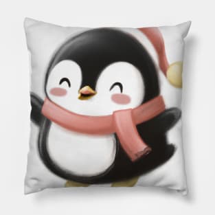 Cute Penguin Drawing Pillow