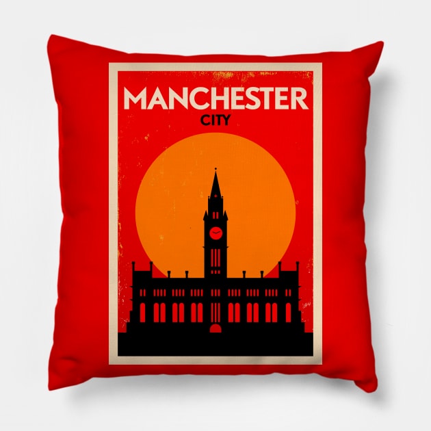 Manchester Poster Design Pillow by kursatunsal