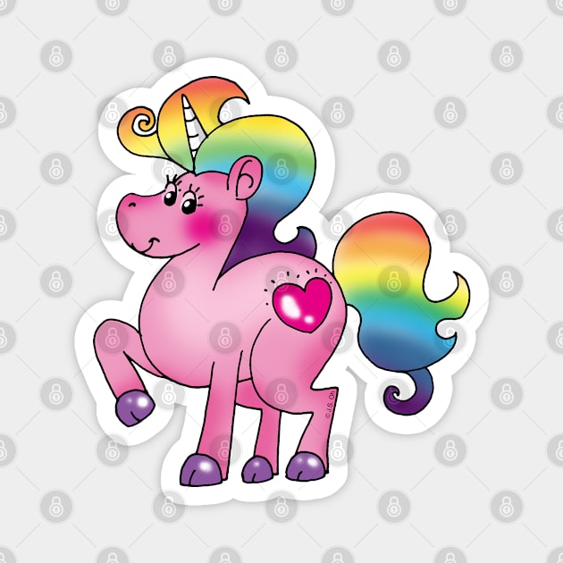 rainbow unicorn cartoon Magnet by cartoonygifts