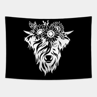 Highland Cow Floral Tapestry