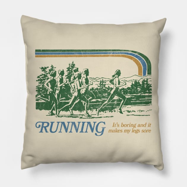 Running / 80s Vintage Style Parody Design Pillow by DankFutura