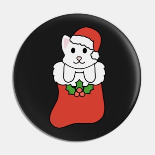 Christmas White Cat Stocking Pin