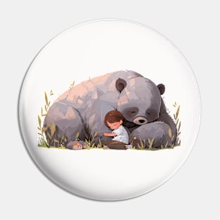 Adorable Grizzly Bear Animal Loving Cuddle Embrace Children Kid Tenderness Pin