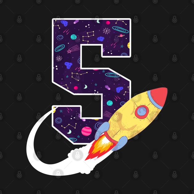 Outer Space 5 Year Old 5th Birthday Five Rocket Ship Party by ruffianlouse