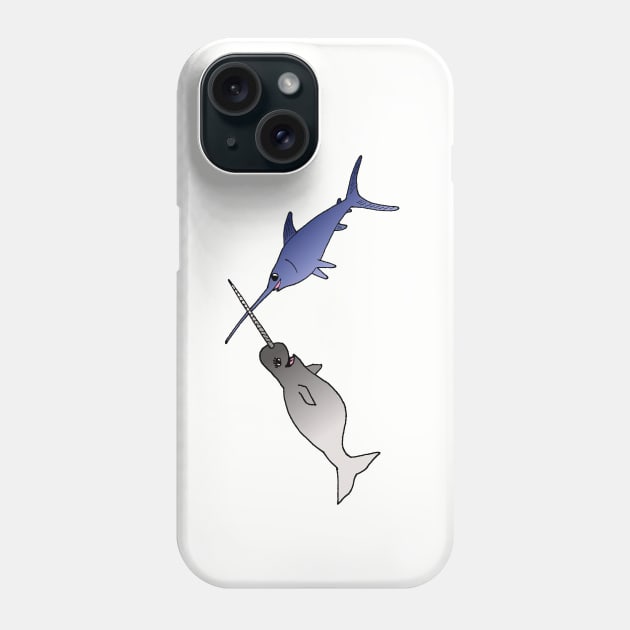 En Garde! Narwhal vs Swordfish Phone Case by TeamKeyTees