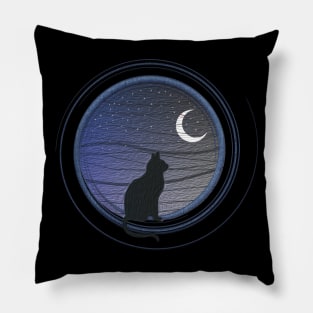 The cat and the moon Pillow