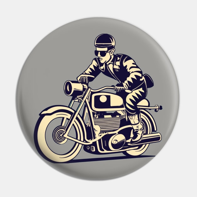 Motorcycle 1970’s Graphic Design Pin by BlueLine Design