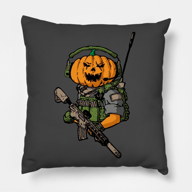 Halloween Pumpkinsher special spooky operator Pillow by GRIM GENT