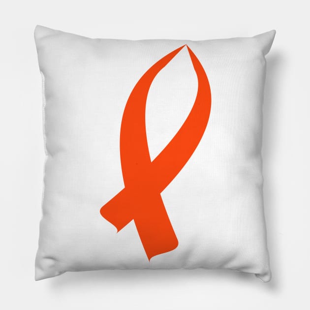 Awareness Ribbon (Orange) Pillow by BlakCircleGirl