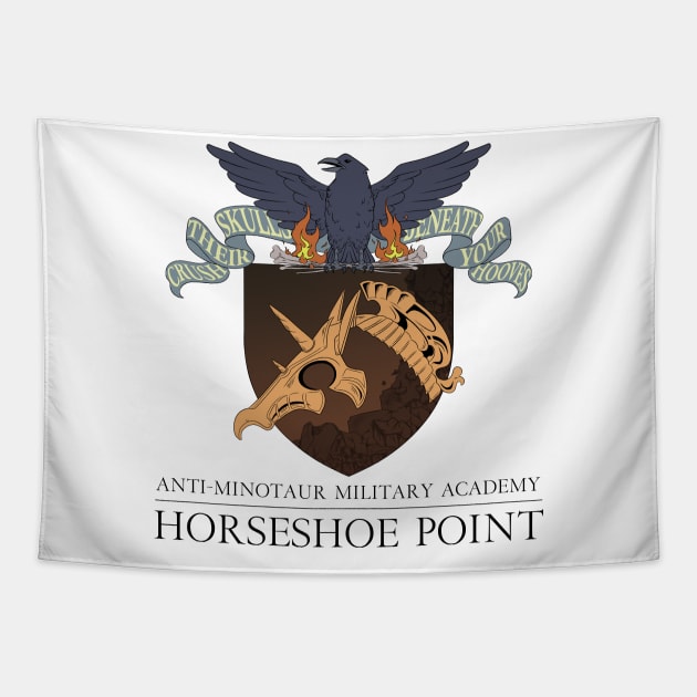 Horseshoe Point Anti-Minotaur Military Academy Logo Tapestry by Spirit_Flyswatter