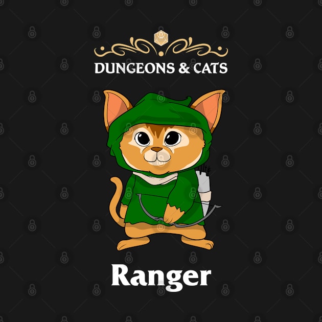 Dungeons and Cat Ranger Fighter Fantasy Tabletop RPG Roleplaying D20 Gamer by TheBeardComic