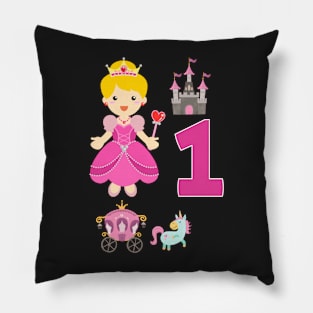 First Birthday Princess Castle Unicorn Carriage Pillow