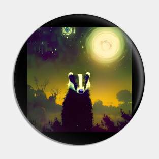 Badger on a starry night Pin