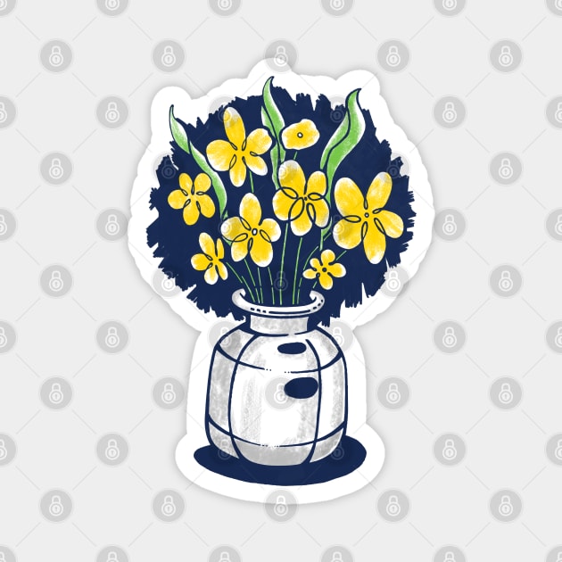 Yellow Flower Vase Magnet by GeeTee