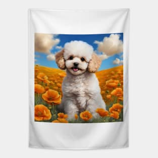 California Poppy Toy Poodle Tapestry