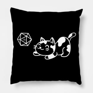 Cute Cat with RPG D20 Dice for Cat Lovers Pillow