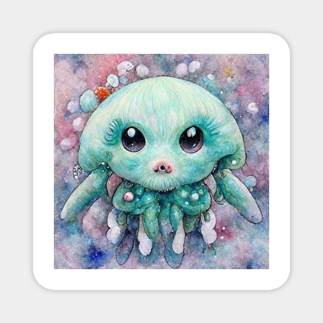 Cute sea critter - Jellyfish Monster Magnet by Fluffypunk