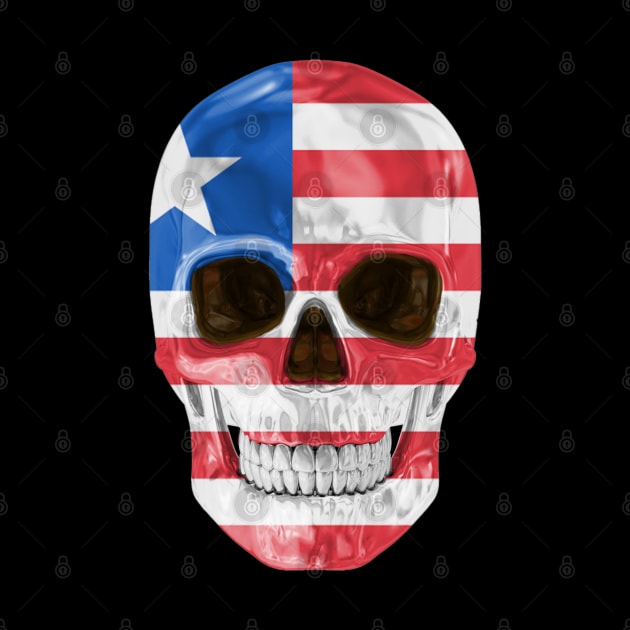 Liberia Flag Skull - Gift for Liberian With Roots From Liberia by Country Flags