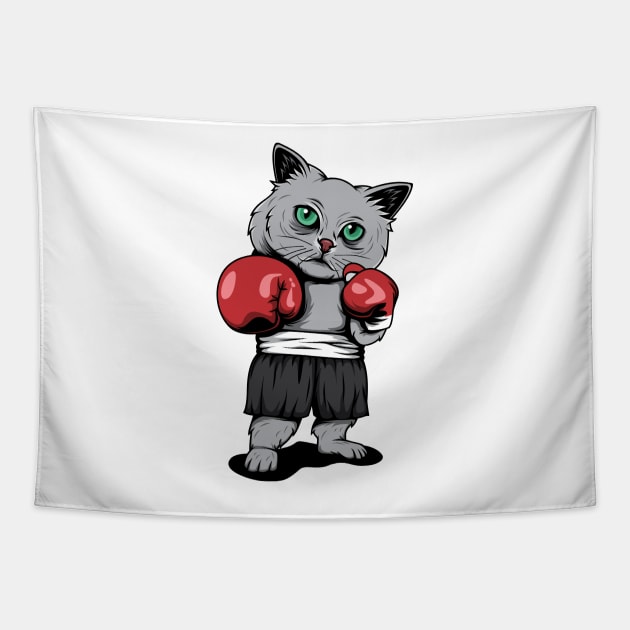 Cat Boxer Tapestry by fooart