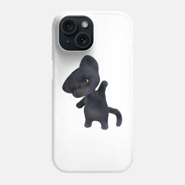 3D rendering of an adorable black Kitten Phone Case by Carlosr1946