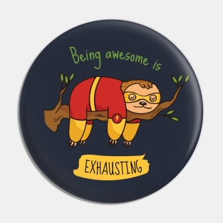 Cute Sleeping Superhero Sloth Pin