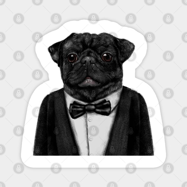 Gentleman Pug Magnet by Luna Illustration