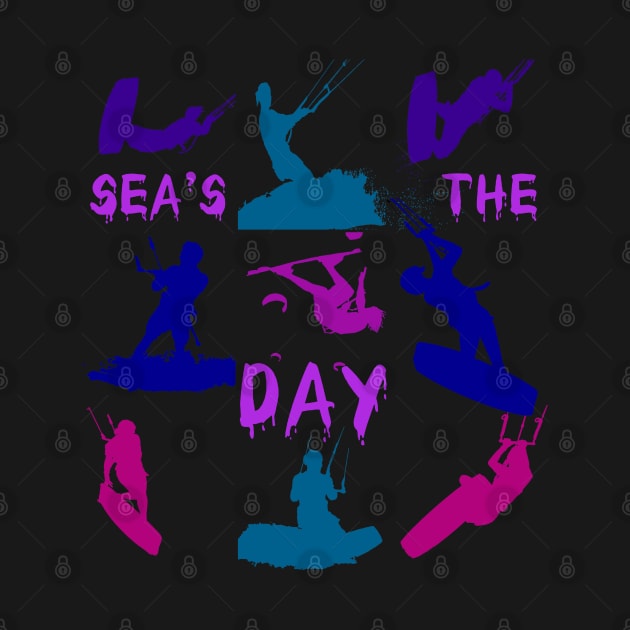 Kitesurfer Silhouette Pattern With Seas The Day Quote by taiche