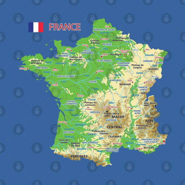 Geographic Map of France by AliJun