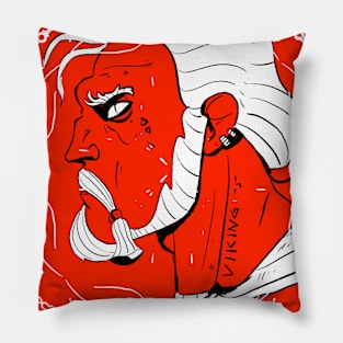 Red Viking Warrior Portrait Pillow