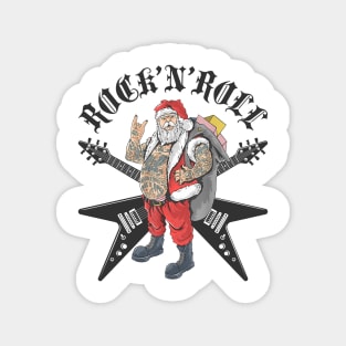 Christmas in July Rock and Roll Santa with Tattoos Magnet