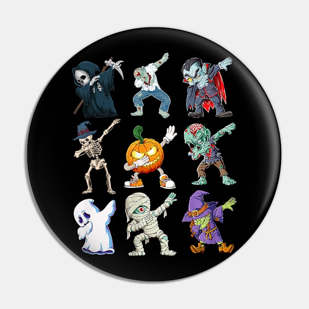 Kids Dab Pumpkin Skeleton Ghost Alien Zombie Halloween Pin by peskyrubeus