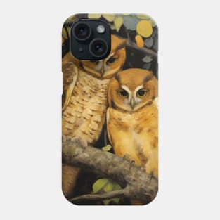 Owls Snuggling Victorian Nature Phone Case