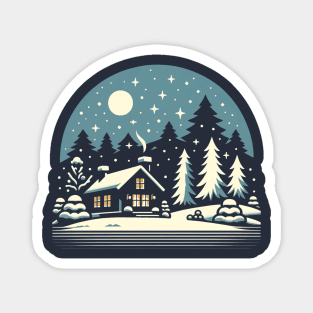 White Christmas: Retro-Vintage Christmas Scene Magnet