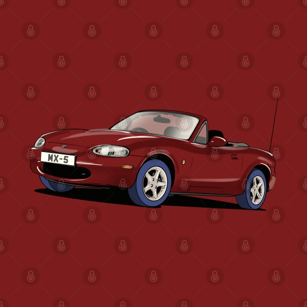 Mazda MX-5 Mk. 2 in dark red by Webazoot