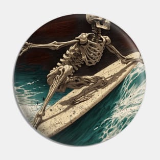 Surfing Skeleton Pin