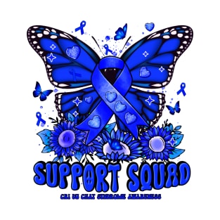 Cri du Chat Syndrome Awareness - Support Squad butterfly sunflower T-Shirt